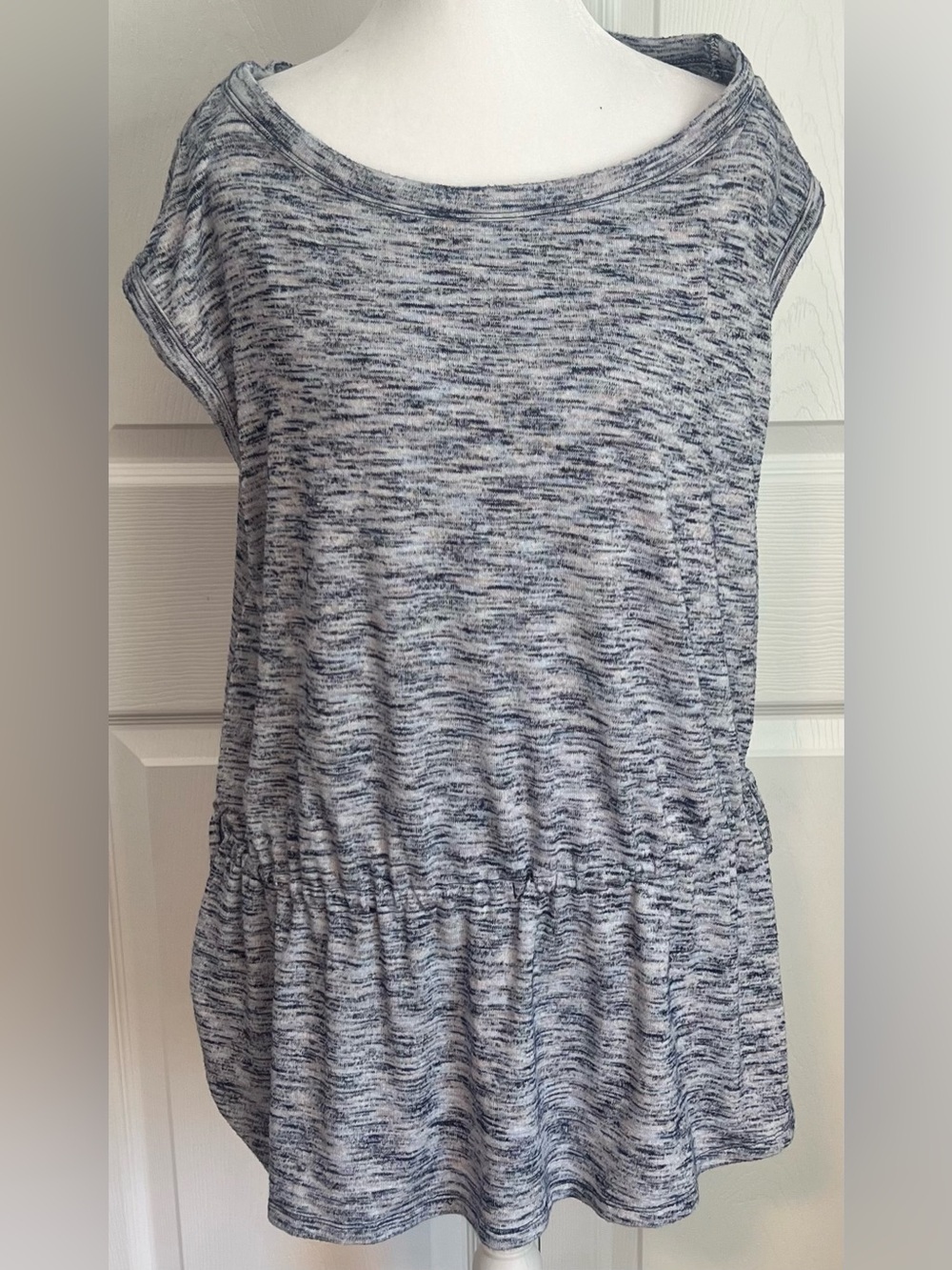 GAP Softspun Tie-Waist Top In a Blue Space-Dye Pattern
